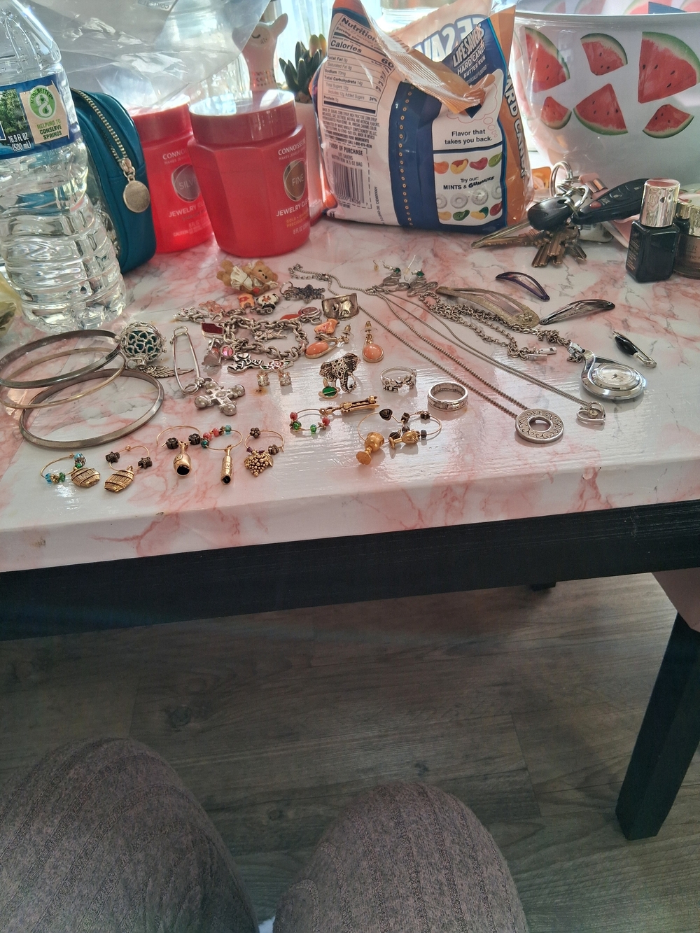 Silver Tone Mixed Jewelry Collection - Assorted Charms and Necklaces